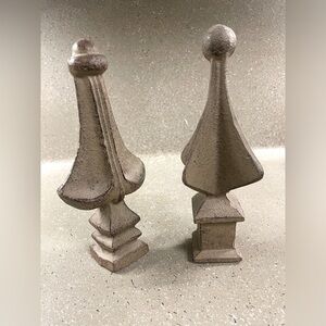 Two Taupe Cast-iron Vintage finials